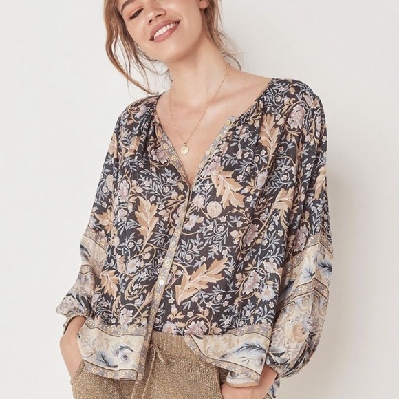 Spell Tops - Spell and the Gypsy Balloon Sleeve Oasis Blouse in Nightshade Sz S